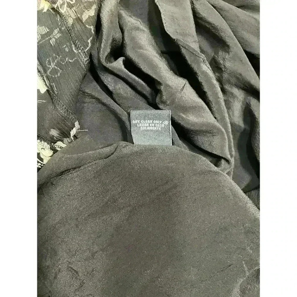 ECI New York Floral Dress Sz 12P Black Silk A Line Knee Length Formal - Picture 15 of 16